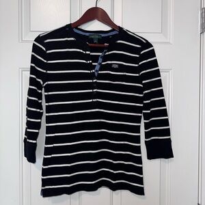 Ralph Lauren Black and White Striped Henley